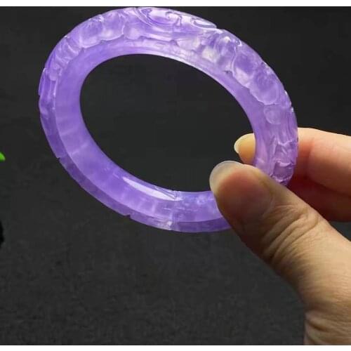 Natural Myanmar ice violet jade bangles hollow handcarved lucky flower jadeite jade bracelet emerald jade bracelets jade jewelry