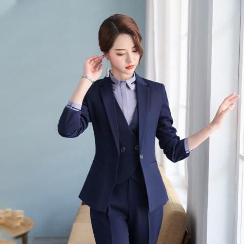 Pant suits for women new suit jacket female professional overalls long sleeve suit 2 piece set women female office ladies suit