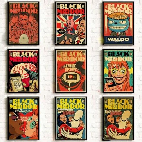 Black Mirror BBC Season Movie Poster Retro Style Printed Posters Bar Cafe Room Decor Wall Stciker