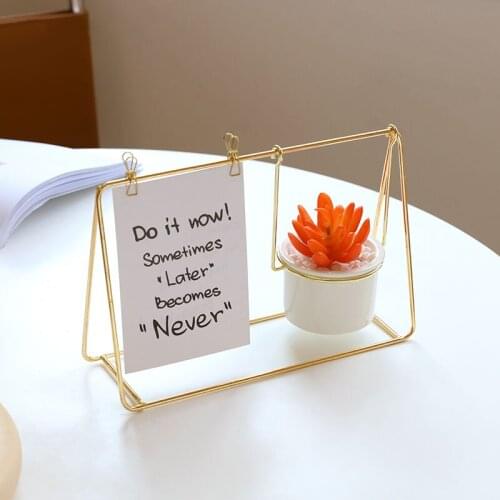 Decor Postcard Display Living Room Ceramic Nordic Photo Frame Mini Plant Flower Wrought Iron Hydroponic Vase Container Home Gift