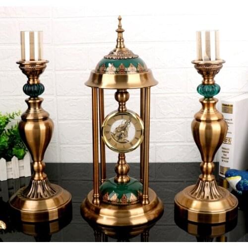 EUROPEAN LIGHT LUXURY MODEL ROOM DECORATION FURNITURE MODERN CREATIVE CLOCK CANDLESTICK HOUSEHOLD ACCESSORIES