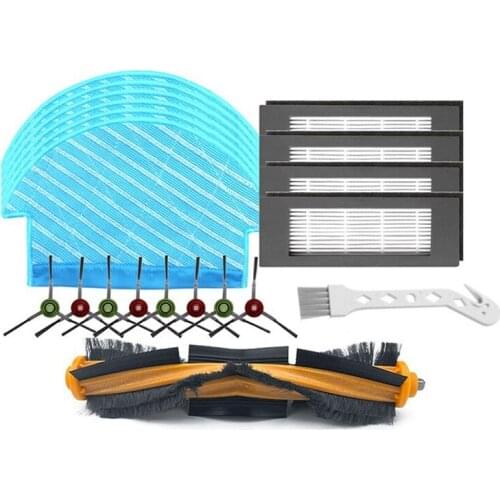 Replacement Parts Kits for Ecovacs DN55 DN520 DN56 Robot Vacuum Cleaner 1 Main Brush 8 Side Brushes 4 HEPA Filters 6 Mop