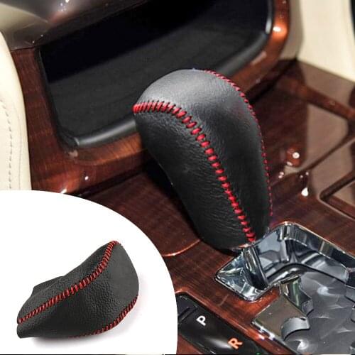 Muchkey Leather Gear Knob Stick Covers AT For Toyota Crown 2015 Alphard 2015 2016 2017 2018 Non-slip Automatic Shifter