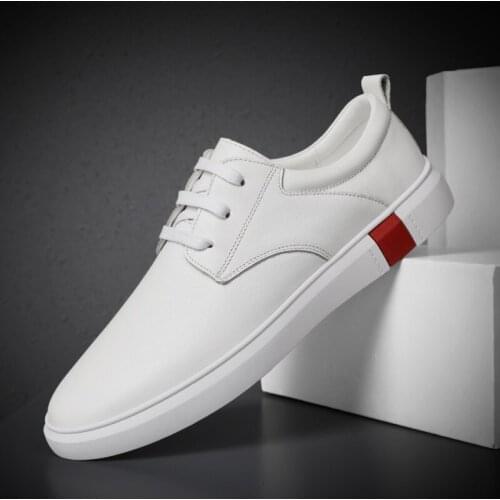 Leather Genuine Men Casual Shoes Shoes Fashion White Sneakers Korean White Shoes