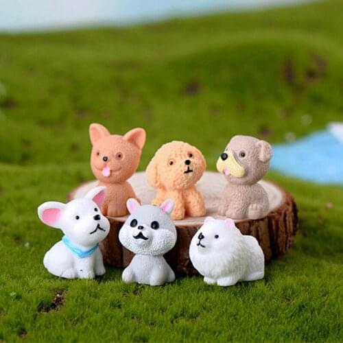 Mini Cute Dog Fairy Garden Figurines Miniature Cake Decor Resin Crafts Ornament Moss Terrariums Decoration