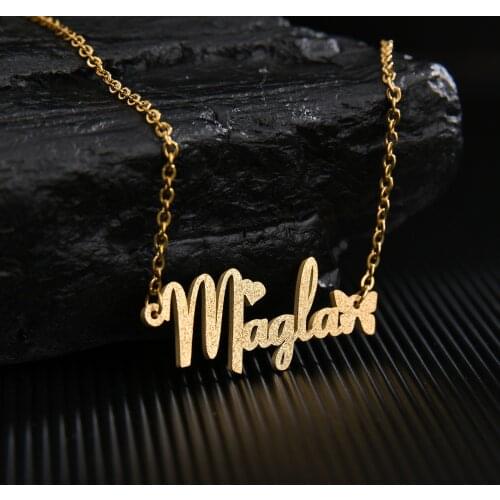 Acheerup New Fashion Necklace Custom Name Letters Pendant For Women Personalized Special Font Stainless Steel Jewelry Gift