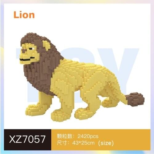 Cartoon Connection Blocks Cute Animal Lion Model Building Toy Educational Brinquedo for Children Gifts Girl New Year Present