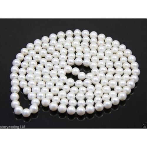 Genuine white freshwater cultured pearl 7-8mm necklace 50 inches long AA