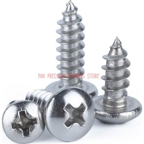 Parafusos Gb846 100pcs 304 Grade M1.7 M2 Stainless Steel Large Round Pan Head Self Tapping Screws / Umbrella Self-tapping Screw