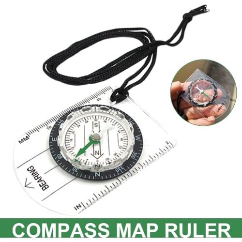 Outdoor Mini Compasss Plastic With Straight Rulers MM/INCH Hiking Compass Map Scale Ruler With Lanyard Camping Accessories