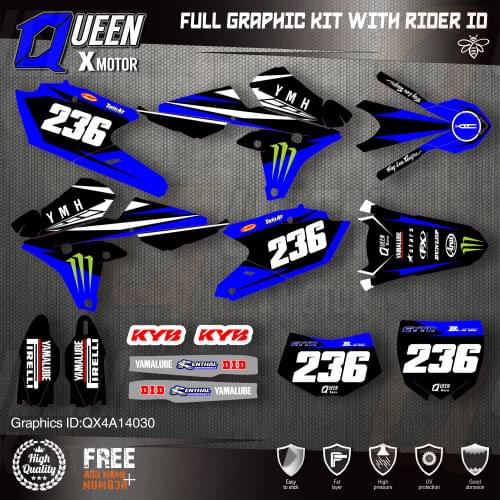 QUEEN X MOTOR Custom Team Graphics Backgrounds Decals 3M Stickers Kit For YAMAHA 14-18YZ250F 15-18YZ250FX WRF250 14-17YZ450F 030