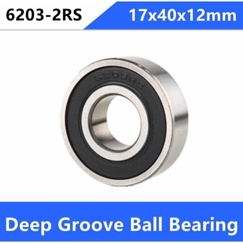 50pcs/lot 17x40x12mm 6203RS 6203-2RS 6203 2RS 17*40*12mm Deep Groove Ball Bearing