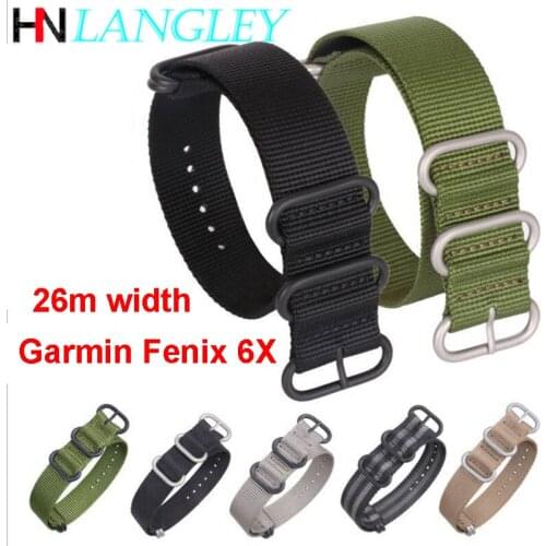 26mm Nato ZULU Nylon Watch Band For Garmin Fenix3/3HR/5X/6X Plus Finesse 935 60S Nylon Canvas Watch Strap Descent MK1 D2 Bravo