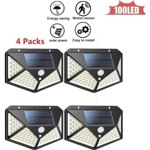 100LED Solar Lamp Garden Motion Sensor Light Solar Panel Power Lights Outdoor Waterproof Separate Street Path Security Wall Lamp