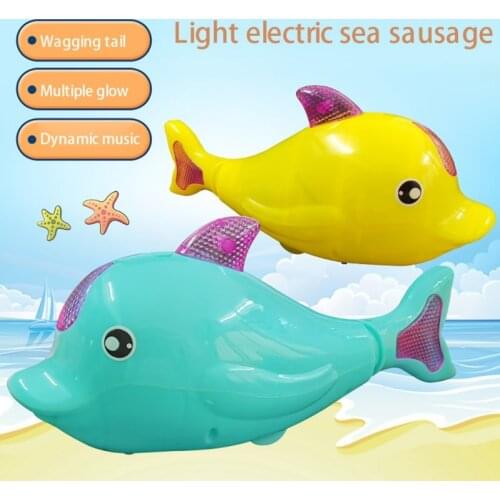 LED Electronic Pet Cat Toys Swinging Dolphin Electric Universal Swinging Dolphin New Style Luminous Band Music Pet Toy