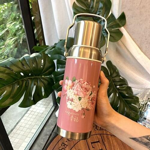 Retro Large Capacity Water Bottle Thermo Mug Stainless Steel Thermos Bottle Outdoor Portable Hydro Flask Men Women Thermo Cup