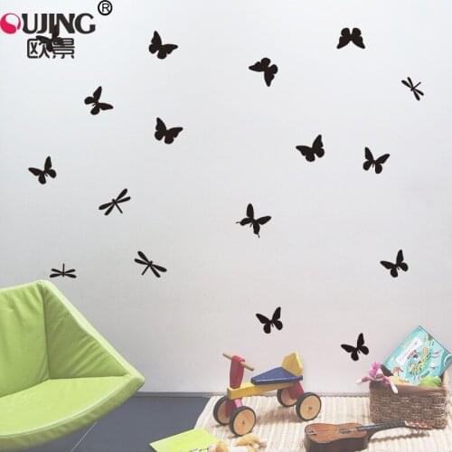 14pcs/set Dragonfly Butterflies Wall Sticker For Kids Rooms Nursery Bedroom Boys Girls Gifts Poster Home Decor Vinyl Wall Decals