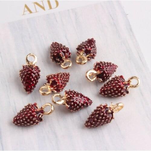 10PCS/Lot 3D Fruit Shape Zinc Alloy Metal Enamel Charm Pendant for Earring Necklace Bracelet Making DIY Jewelry Findings