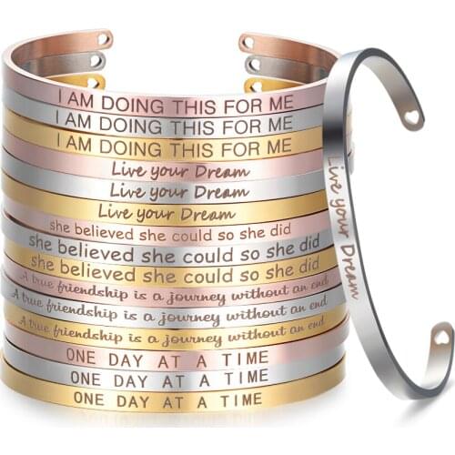 10pcs/lot Stainless Steel Mantra Bangle Engraved Positive Customized Inspirational Bracelet Width 4mm Cuff Bangle SL-009*10