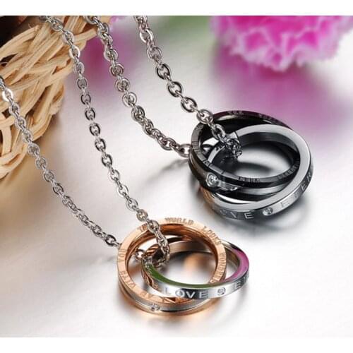 Eternal Love Buckle Couples Pendant Necklace Titanium Steel Christmas Gift