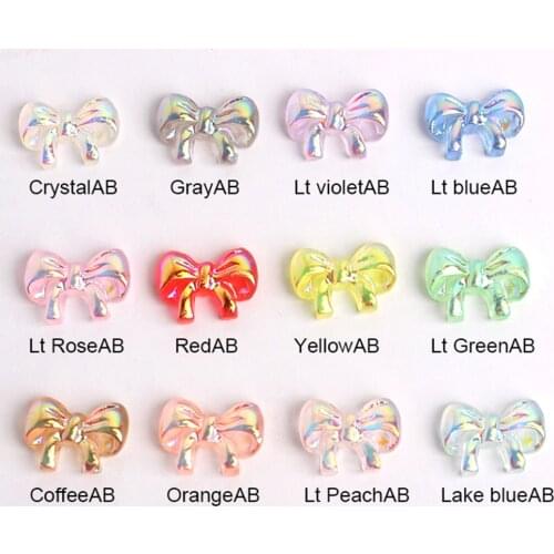 30pcs 3D Bow Ties Resin Nail Art Decorations Aurora Rhinestone for Nails Glitter Jelly AB Ornaments DIY Manicure Accessories
