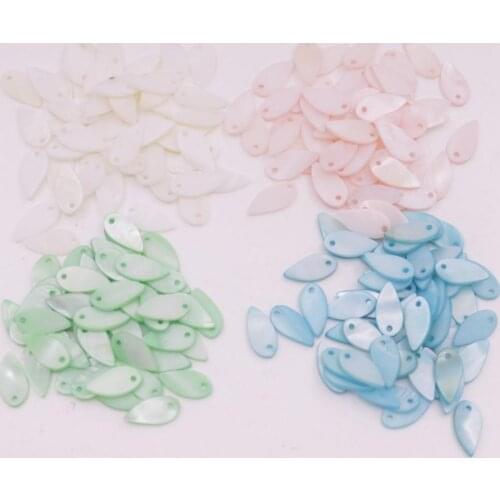 50 PCS Leaf Shell Mother of Pearl White Pink Green Blue Choose 7mmX14mm