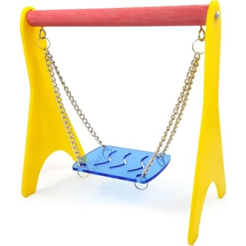 Acrylic Swing Chicken Toy with Hanging Chain Baby Chick Perch Cage Stand Holder