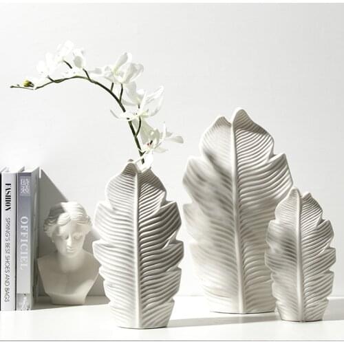 Flower Arrangement Desktop Nordic Style Light Luxury Ceramic Leaf Shape Vase Decoration Ornaments Home Decoration Accessories