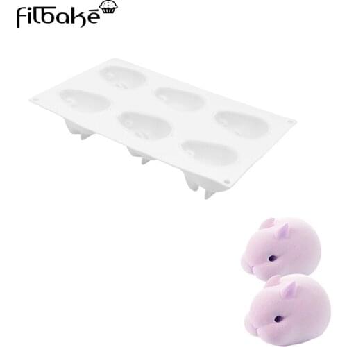 FILBAKE 1Pcs 6 Hole Rabbit Shape Silicone Chocolate Baking Mold , Ice, Cupcake, Lollipop & Sugar Tools Cake Decorating Tools