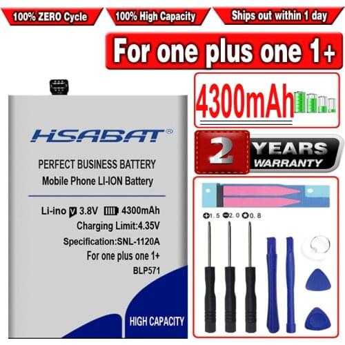 HSABAT 100% Newest 4300mAh Battery for OPPO 64GB 16GB Oneplus One Battery one plus one 1+ Battery BLP571 Batteries