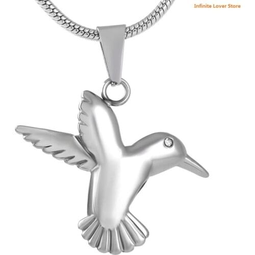 IJD8713 Stainless Steel Wholesale Bird Fly From Heaven Urn Cremation Pendant Ash Holder Memorial Necklace for Pet Keepsake