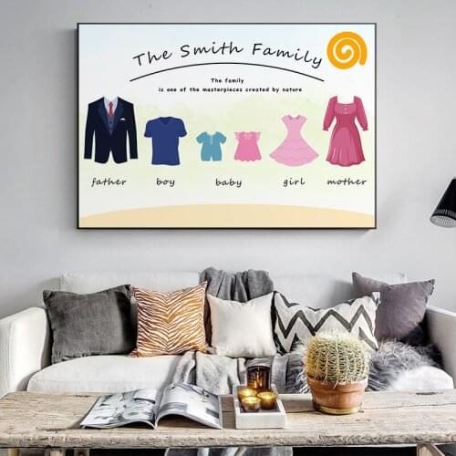 Custom Family Print Gift Personalised Poster Nordic Wall Art Canvas Painting Clothes Pictures for Living Room Modern Home Decor
