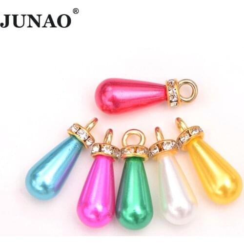 JUNAO 8x15mm Mix Color Pearl Rhinestones Sewing Drop Crystal Applique Pearl Beads Acrylic Stones for Crafts Clothes Shoes Decor