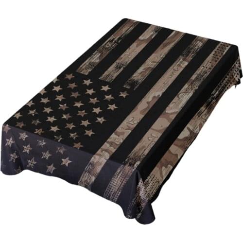 American USA Flag with Desert Camouflage Table Cloth