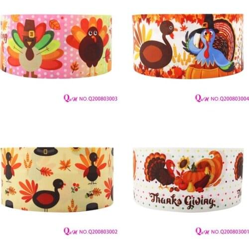 Q&N ribbon 16mm ~ 75mm Thanksgiving turkey Grosgrain gift box with logo / for DIY Bow Craft Wedding Christmas Party