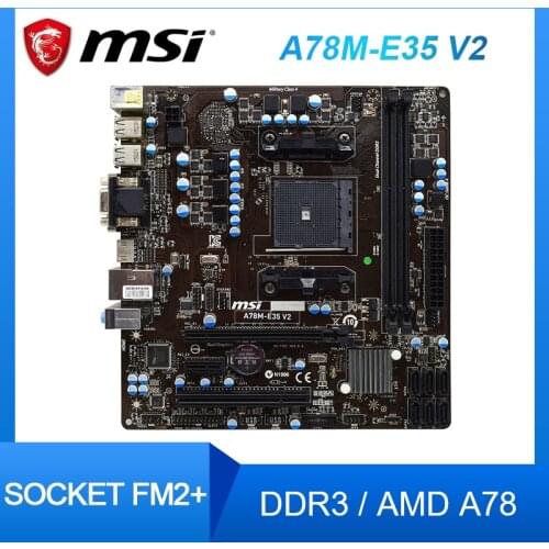 For MSI A78M-E35 V2 original motherboard AMD A78 Socket FM2+ SATA III DDR3 w/ AMD a6-5400 + i/o Shield Motherboard