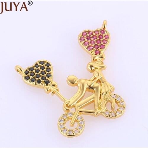 Fashion Romantic Couple Riding a Bike Heart Love Pendants Jewelry Making for DIY Valentines Day gift Jewelry Accessories
