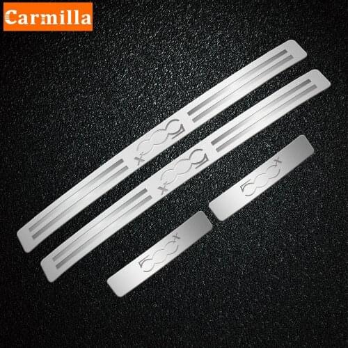 Carmilla Stainless Steel Interior Car Door Sill Plate for FIAT 500X 334 2015 - 2021 4Pcs/Set Doors Scuff Plate Door Sill Cover