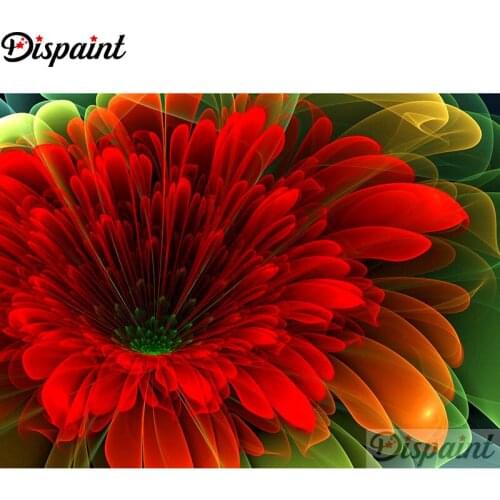 Dispaint Full Square/Round Drill 5D DIY Diamond Painting "Red flower" Embroidery Cross Stitch 3D Home Decor A11121