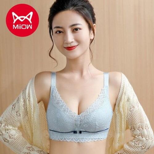 MiiOW Lingerie Bra Gathers Womens Anti-sagging No Steel Ring Bra To Receive A Pair of Breast Small Chest Special Lace Sexy