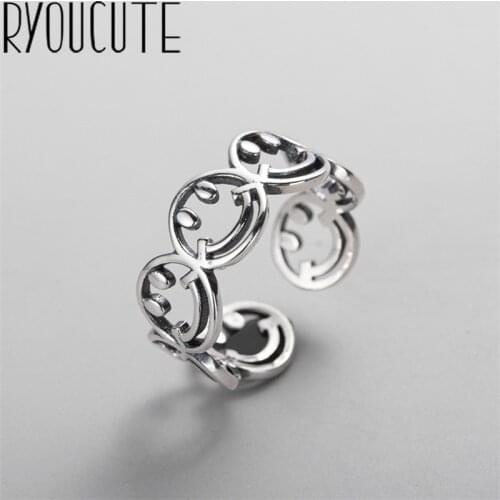 New Trendy Charm Smile Face Rings For Women Men Boho Knuckle Party Rings Punk Cocktail Jewelry Girls Gift anillos bijoux