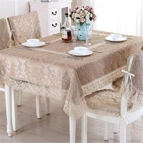 2018 new arrival plush table cloth European style flower dining tablecloth rectangle table cloth lace edge dustproof covers home