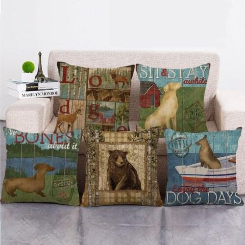 Wholesale 45cm*45cm Animal series Linen/Cotton Throw Pillow Covers Couch Cushion Cover Home Decor Pillowcase