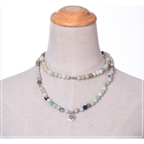 Lotus Yoga Pendant Mala Natural Stone Bracelet 108 Buddha Bead Amulet Necklace & Bracelet Unisex Wedding Gift