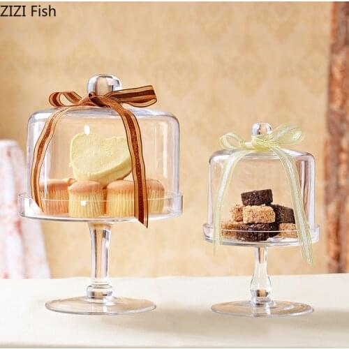 Transparent Glass Cupcake Stand Glass Cover Wedding Dessert Display Standdecoration Plate Bakeware Kitchen Accessories