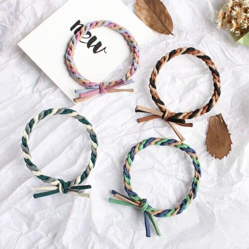 Wholesale Patchwork Braided Scrunchies Hair Band Colorful Trendy Korean Fashion Scrunchie Hairbands Women Girls Hair Accessories
