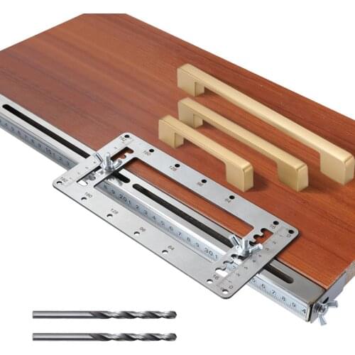 Handle Punching Locator Woodworking Installation Furniture Wardrobe Door Handle Long Stainless Steel Hole Opening Auxiliary Tool