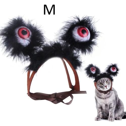 Gray M Plush Pet Headdress Halloween Christmas Glowing Big-Eyed Monster Pet Decoration Hat Halloween Christmas Pet Clothes
