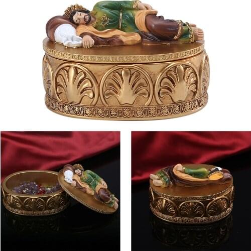 Saint Joseph Sleeping Statue Catholic Small Jewelry Box Display Storage