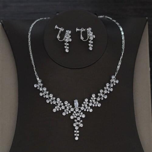 Bridal Wedding Necklace Earrings Wedding Jewelry Sets Accessories Bridal Wedding Rhinestone Fashion Jewelry Sets